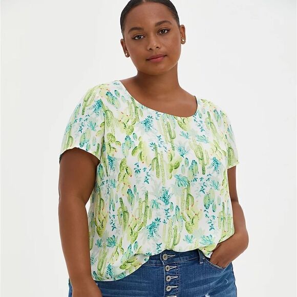 Torrid Abbey White Cactus Georgette Blouse Torrid Size 3 - Picture 10 of 10